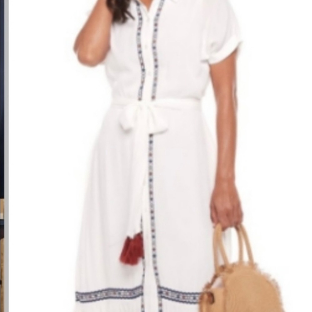 White Line Embroidered Gauze Dresa